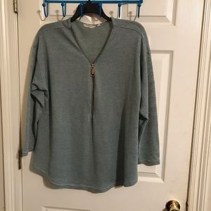 SOFT SURROUNDINGS | Sage Green Quarter Zip Sweater Sz 3XL